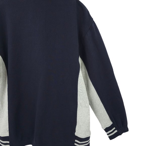 Izod Jeans Quarter Zip Pullover Sweatshirt Top Boys 14/16 Navy Blue Gray NEW - Picture 16 of 16